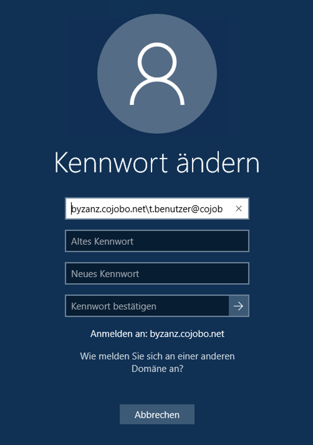 Passwortänderungsmaske